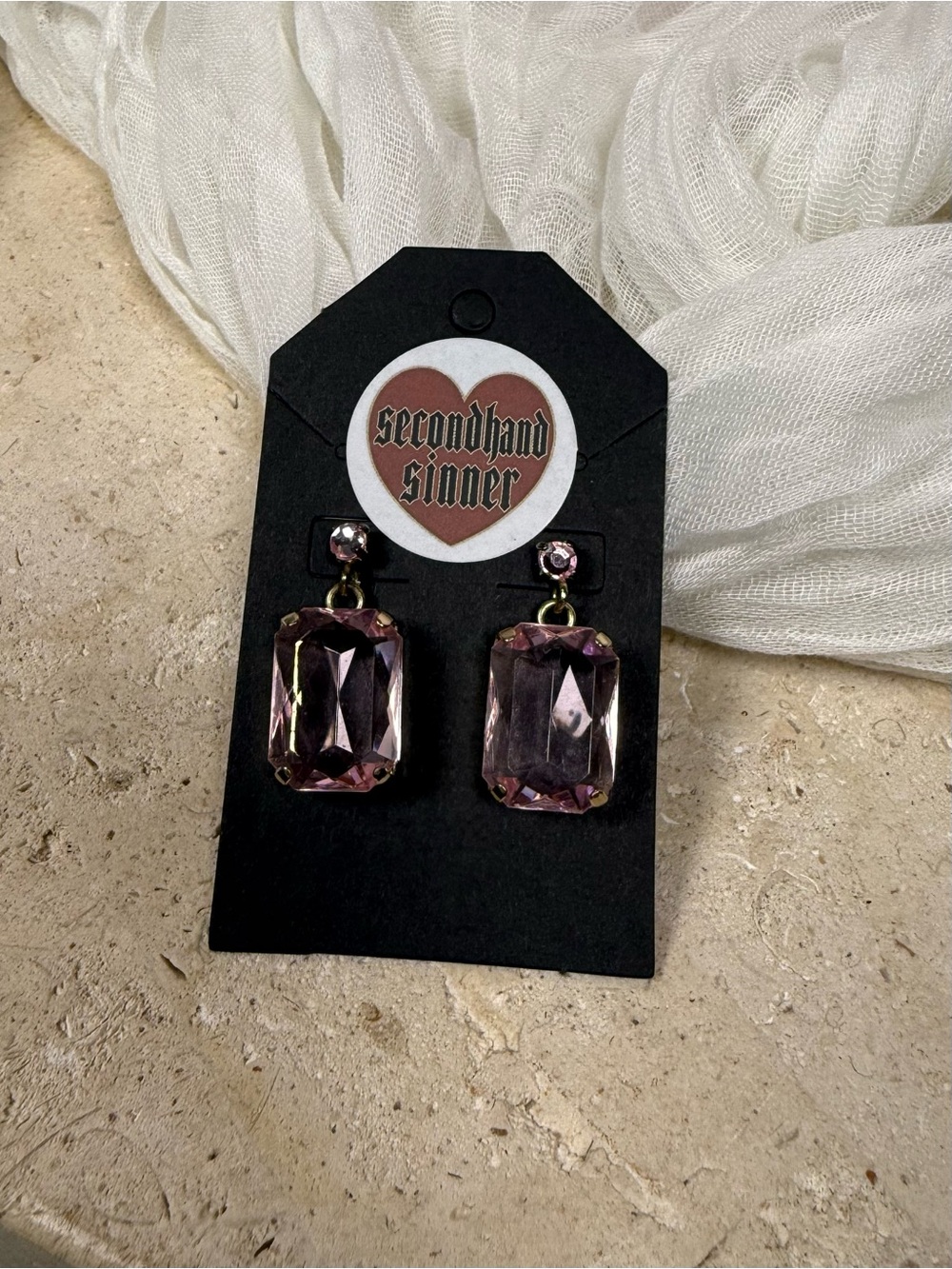 Vintage Blush Pink Crystal Statement Earrings Coquette Bridal